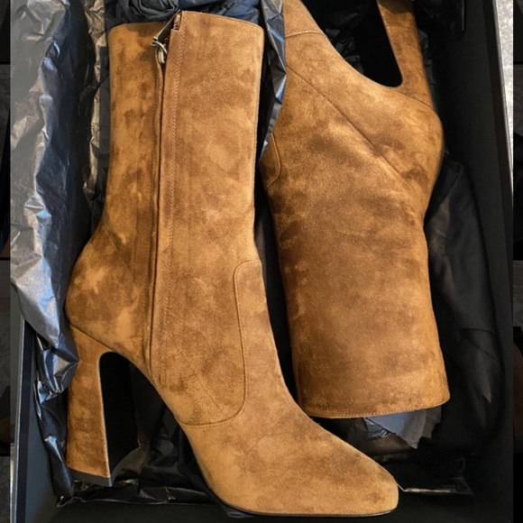 Saint Laurent Shoes - Saint Laurent brown suede ankle booties.